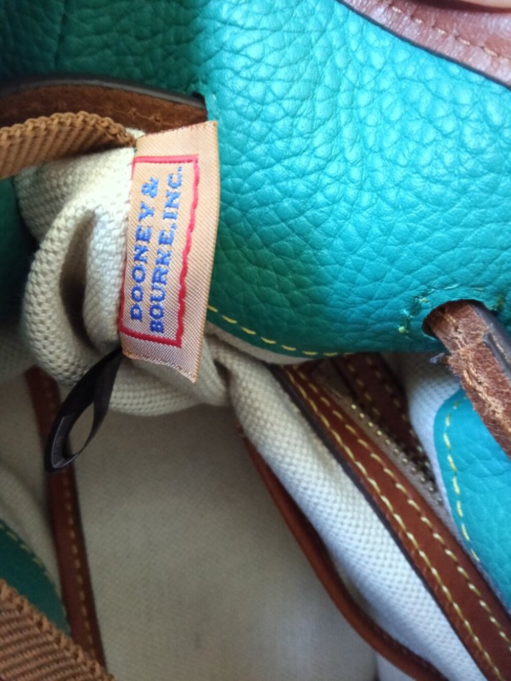 Dooney Bourke Tasha Drawstring Pebble Grain Leather Spearment NWOT - Picture 5 of 14